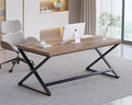 IBF 60” Rustic Computer Desk, Modern Wood Metal Home Office Desk, Farmhouse Work Desk for Writing Study in Bedroom, Minimalist Laptop Executive Workstation Computer Gaming Table, Rustic Oak, 60 in
