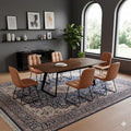 ZckyCine Extendable Dining Table - 63" to 78.7" Adjustable Rectangular Table with Brown Metal Legs, Modern Expandable Dining Table for 6-8 People
