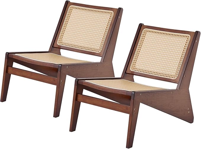 MBOOYOME Mid Century Modern Accent Chair for Living Room, Low Lounge Chair with Solid Wood Frame, Comfy Armchair for Bedroom and Balcony, Walnut