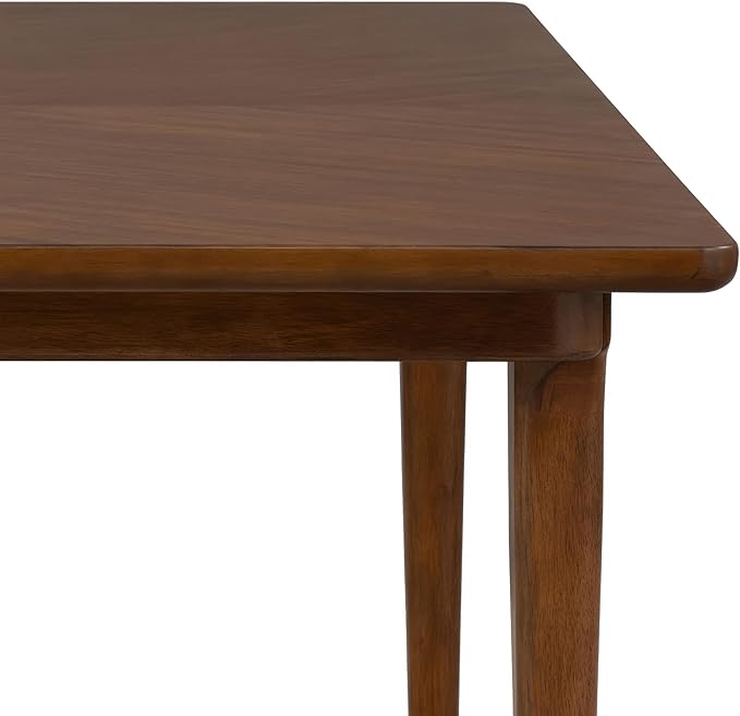 Furniture of America Forma Mid-Century Modern 82-inch Wood Rectangle Dining Table with Soft Round Edge Top and Gold-Capped Legs, Easy Assembly for Home, Kitchen and Living Room, Walnut