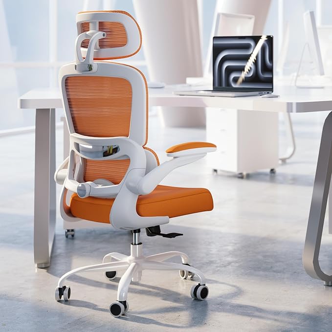 TRALT Office Chair Ergonomic Desk Chair, 330 LBS Home Mesh Office Desk Chairs with Wheels, Comfortable Gaming Chair, High Back Office Chair for Long Hours (Burnt Orange)