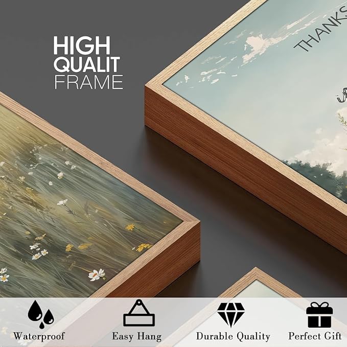 Anyzal Extra Large Framed Christian Wall Art 24x36 Inch Easter Bible Verse Canvas Artwork Scripture Wildflower Landscape Wall Decor for Living Room Bedroom Dining Room Set of 3