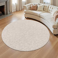 Vaukki Round Rug for Living Room, Soft Fluffy Washable Modern Floral Indoor Floor Mat, Non Slip Shaggy Boho Accent Throw Carpet for Bedroom, Living Room, Nursery and Dining Room, Beige, Round-5Ft
