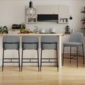 COLAMY Counter Height Bar Stools Set of 4, 25 Inch Modern Fabric Kitchen Island Stools with Back, Upholstered Counter Barstools Armless Bar Chairs with Metal Legs for Island Dining Room Bar,Dark Grey