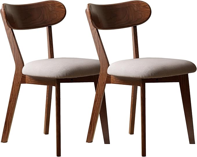 Modern Solid Wood Dining Chair Set of 2, Kitchen Dining Room Chair with Upholstered Cushion and Seat Cover for Dining Room, Kitchen