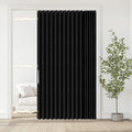 Jilron Accordian Door Curtain, 100% Blackout Folding Magnetic Doorway Curtains,Linen Style Closet Doors,for Room Divider,Privacy Protection（W72 x L78,Black,1 Panel）