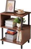 Aibiju Minimalist Nightstand Light - Walnut Small Bedside Table with Open Storage, Small End Table for Bedroom, Light Walnut YD-TM152LW