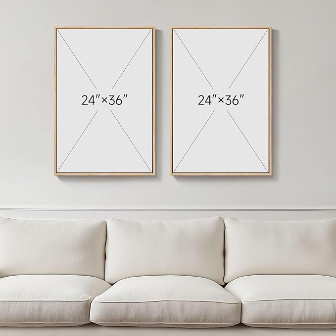 Large Framed Neutral Abstract Wall Art for Living Room, Set of 2 Bright Modern Canvas Prints Paintings Artwork for Walls, Colorful Abstract Pictures for Hallway Stair Bedroom Office Wall Decor 24x36 In