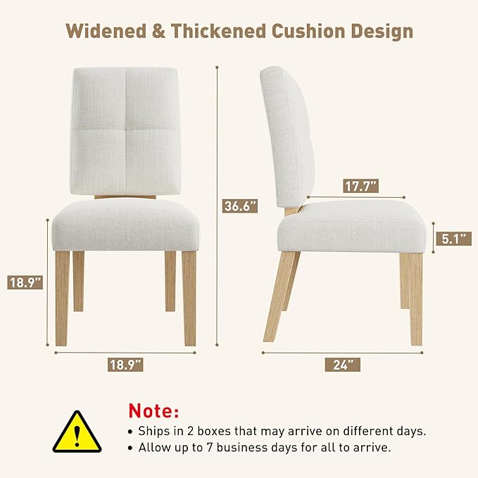 HOMRELEXA Wooden Dining Chairs Set of 6, Dining Room Chairs with Wood Legs, Cloud-Like Cushion & Reinforcement Structure Design for Kitchen/Living Room/Restaurant, Easy Assembly