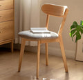 Modern Solid Wood Dining Chair, Kitchen Dining Room Chair with Upholstered Cushion and Seat Cover, Curved Backrest, 100% FAS Grade North America Oak Wood, Natural