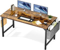 Sweetcrispy Computer Office Desk 55 Inch Student Study Writing Work with Metal Frame Wood Tabletop Modern Simple PC Home Bedroom Table, Rustic Brown