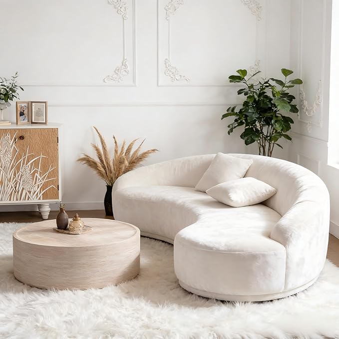 Round Coffee Table in Faux Marble, 39.37" W × 12" H Stone Coffee Tables for Living Room, Modern Drum Center MDF Vintage Design Low, Office, Apartment No Assembly Required Beige Mars
