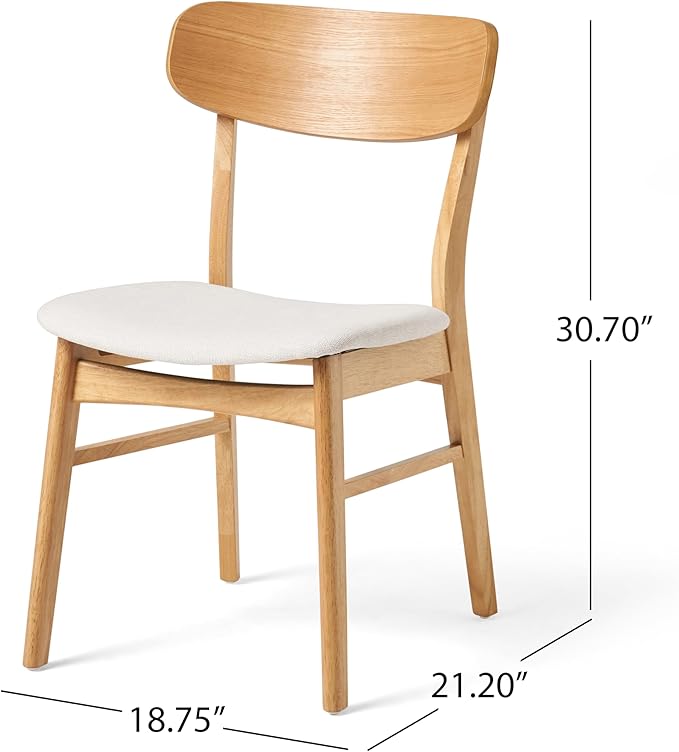 Christopher Knight Home Lucious Fabric / Oak Finish Dining Chairs, 2-Pcs Set, Light Beige