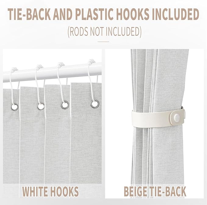Vatge Door Curtains for Doorways, Accordion Style Curtain for Closet Doors, Temporary Doors for A Room Privacy, 1 Panel with Tieback, W52 x L78, Stone White