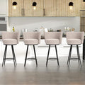 HONIFUR Bar Stools Set of 4, Counter Height Barstools with Back & Footrest Metal Legs, Counter Stools for Kitchen Island, Counter, Cafes, Dining Room (Swivel, Beige)