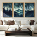 Large Mountain Framed Wall Art 16x24 Inch Dark Forest Starry Sky Canvas Wall Decor Modern Nature Wilderness Art Print for Living Room Bedroom Office Set of 3