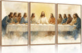 FWIEXA Jesus Last Supper Canvas Wall Art Set 3, Framed Christian Easter Decor Painting, Religious Boho Prints , Bible Watercolor Artwork, 16x24In Verse Scripture Pictures for Living Room,Bedroom,Prayer Room