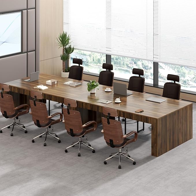 Gyfimoie 78.74" Executive Desk, Large Office Desk with 2 Drawer, Farmhouse Wooden Computer Desk Writing Table Conference Workstation Table for Office, Study, Dark Brown