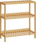 HOOBRO Bamboo Storage Shelf, 3-Tier Freestanding Shelving Unit, Multifunctional Storage Rack with Back Panel, 23.6 x 10.2 x 26 inches, for Bathroom, Living Room, Balcony, Kitchen, Natural YL94CJ01