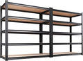 2-Piece Set 46''W Storage Shelves,3000LBS Garage Shelving,Adjustable Garage Shelves,Heavy Duty Metal Shelving, 5 Tier Wood Utility Steel Shelf, Easy-to-Install Shelving Units 2 Pack