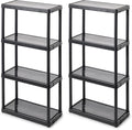 Gracious Living 4 Shelf Fixed Height Solid Light Duty Storage Unit 12 x 24 x 48 for Home, Garage, Basement, & Laundry, Black (2 Pack)