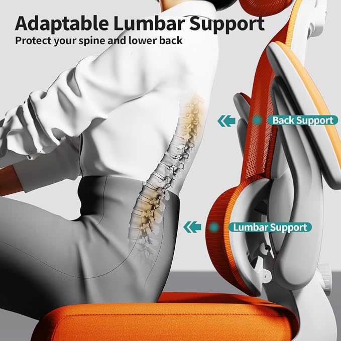 TRALT Office Chair Ergonomic Desk Chair, 330 LBS Home Mesh Office Desk Chairs with Wheels, Comfortable Gaming Chair, High Back Office Chair for Long Hours (Burnt Orange)