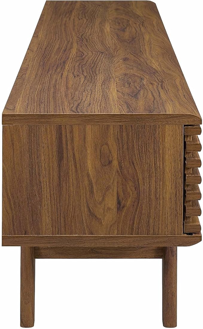Modway Render 70" Mid-Century Modern Low Profile Entertainment TV Stand, 70 Inch, Walnut Walnut