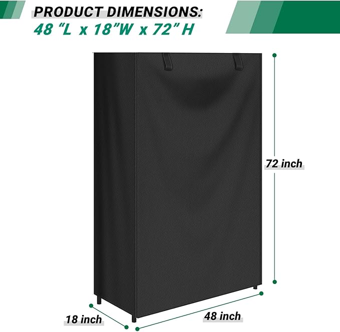 Storage Shelf Cover,Waterproof Shelf Cart Cover Protective Outdoor Indoor Wire Rack Dust Cover with Zipper (48" Wx18 Dx72 H)