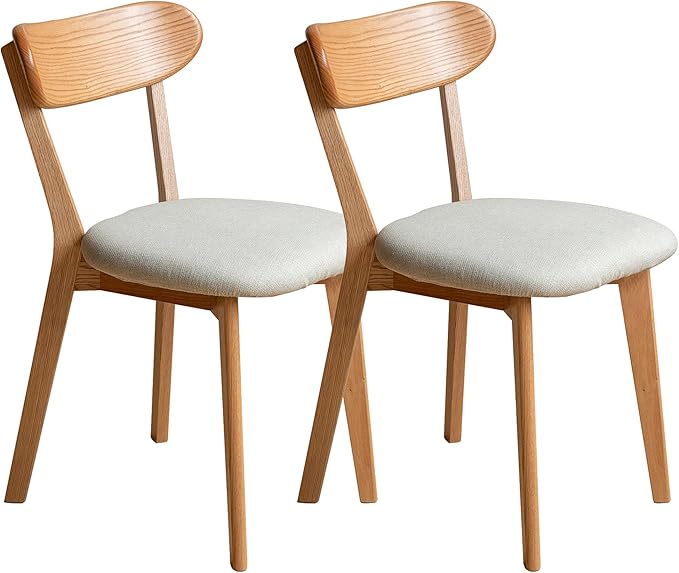 Modern Solid Wood Dining Chair Set of 2, Kitchen Dining Room Chair with Upholstered Cushion and Seat Cover for Dining Room, Kitchen