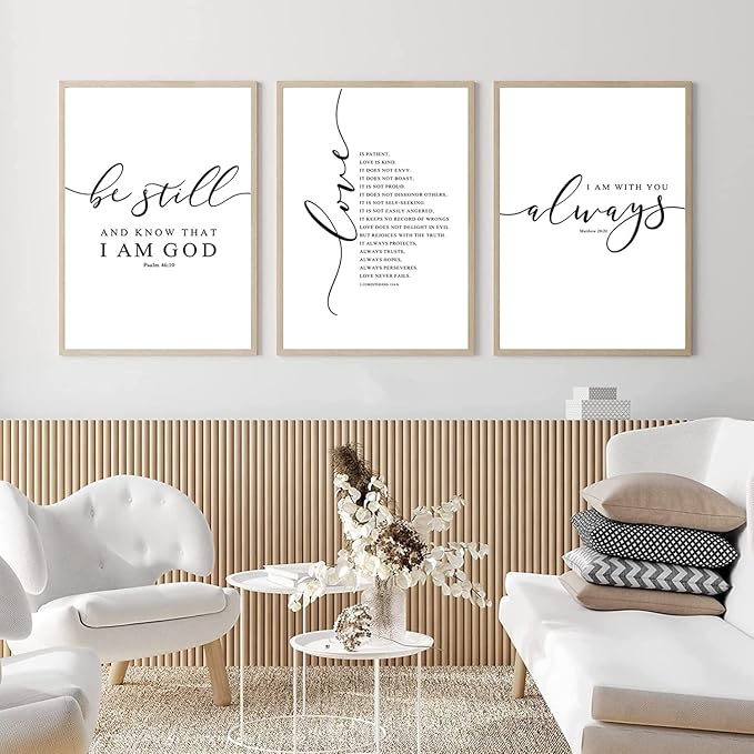 Bible Verse Wall Art Decor Scripture Canvas Wall Art Christian Pictures Inspirational Artwork Scripture Bible Verse Posters Christian Paintings for Living Room Bedroom 16x24 Inch Unframed Set of 3