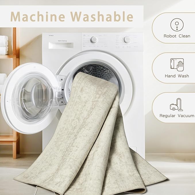 Srugn Washable Rugs 3x5 Area Rugs for Living Room,Bedroom- Non Slip Vintage Entryway Rug for Indoor Entry,Kitchen,Bathroom,Kids Girls Room,Home,Office,Ultra Soft Faux Wool Laundry Room Small Carpets