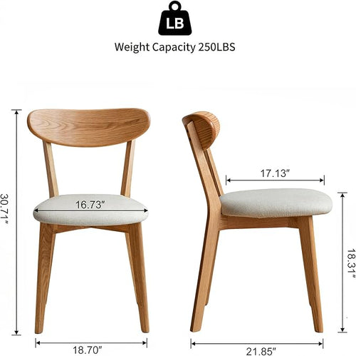 100% Solid Wood Dining Chairs,Mid Century Modern Dining Chairs with Upholstered Cushion,Kitchen,Dining Room Chairs Set of 2 (2, Original Color White Upholstery)