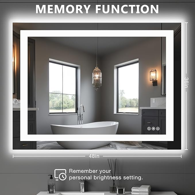 NEWBULIG Bathroom Mirror, Wall Mirror with Aluminum Alloy Thin Frame, Bathroom Mirrors for Over Sink, Bedroom, Living Room, Entryway