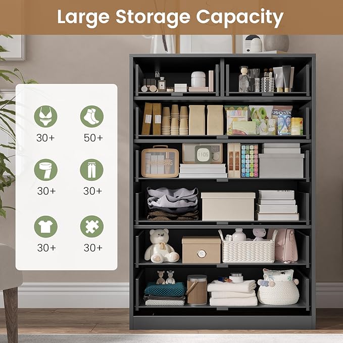 Tall 7 Drawer Dresser, Black Modern Chest of Drawers for Bedroom,Closet Dressers with Drawers for Living Room, Entryway, Hallway