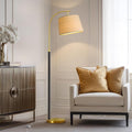 G-SAFAVA 63" Wood Floor Lamps for Living Room with Foot Switch Arc Tall Standing Lamp for Bedroom Mid Century Modern Corner Gold Floor Lamps for Office Nursery Industrial Reading Lamp, Wood Black