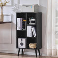 LEYAOYAO 5 Cube Bookshelf 3-Tier Bookcase with Legs,Mint Black Kids Book Shelf Cute Storage Organizer,Free Standing Open Toy Shelves Wood Bookshelves,Display Bookcases for Bedroom,Living Room,Nursery
