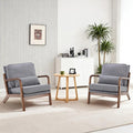 DUMOS Accent Chairs Set of 2,Mid Century Modern Chair with Arms and Waist Cushion, Reading Chairs for Adults, Lounge Chair for Living Room and Bedroom, Solid Wooden Frame,Classic Grey
