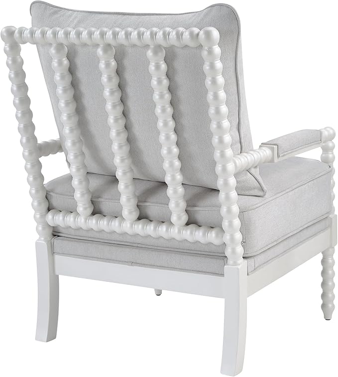 Morden Fort Linen Fabric Spindle Accent Chairs Set of 2, French Style Chairs with High Resilience Spring Cushion and Armrest Pads, Leisure Armchair for Living Room Bedroom Farmhouse Office Balcony