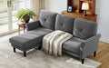 Welzona Sofas for Living Room, 83" Velvet Sectional Couch with Moveable Ottoman, Midcentury Modern Small Sectional Couch, L Shape Sofa & 3 Seater, Couches for Living Room, Apartment, Bedroom, Grey