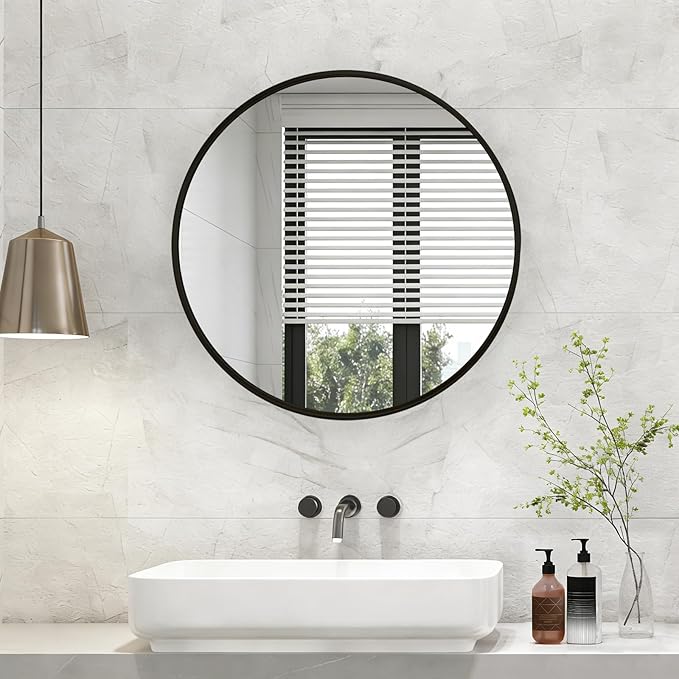 NEWBULIG Bathroom Mirror, Wall Mirror with Aluminum Alloy Thin Frame, Bathroom Mirrors for Over Sink, Bedroom, Living Room, Entryway