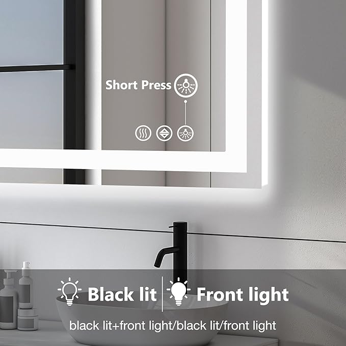 NEWBULIG Bathroom Mirror, Wall Mirror with Aluminum Alloy Thin Frame, Bathroom Mirrors for Over Sink, Bedroom, Living Room, Entryway