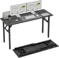 TEMI Small Computer Desk Folding Table - 55.1" Foldable Office Desk, No Assembly, Perfect for Small Spaces in Bedroom, or Apartment, Portable Mini Desk or Study Table Compact Design, Marble Greige