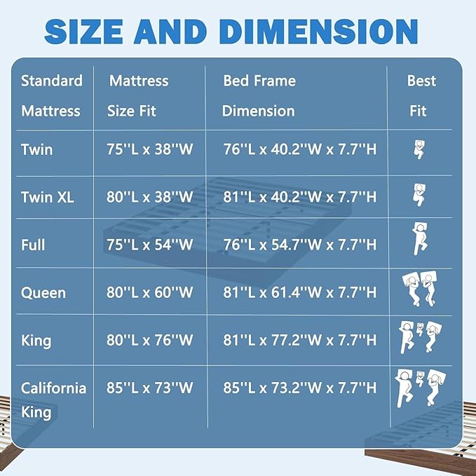 IDEALHOUSE Platform Bed Frame Full Size,Wooden Slat Support,No Box Spring Needed, Easy Assembly, Pine