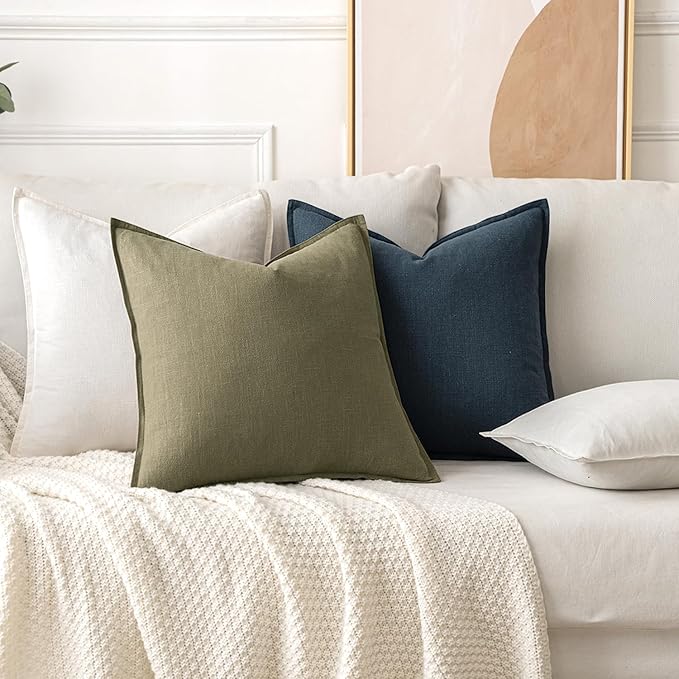 MIULEE Decorative Pillow Covers 18x18 Inch Cream White Boho Farmhouse Neutral Couch Throw Pillows for Bed Pack of 2 Accent Modern Pillowcase Sofa Livingroom Home Decor