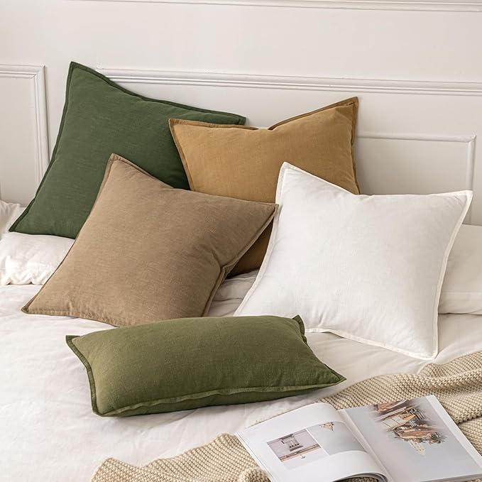 MIULEE Decorative Pillow Covers 18x18 Inch Cream White Boho Farmhouse Neutral Couch Throw Pillows for Bed Pack of 2 Accent Modern Pillowcase Sofa Livingroom Home Decor
