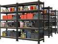 PrimeZone Storage Shelves 6 Pack 5 Tier Adjustable Garage Storage Shelving, Heavy Duty Metal Storage Utility Rack Organizer Shelf Unit for Warehouse Pantry Closet Kitchen Basement, Black