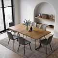 ZckyCine Extendable Dining Table Set 47"-63", Rustic Wood Table with 6 PU Leather Chairs, Modern Scandinavian Dining Room Furniture for Kitchen Apartment