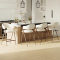 Bar Stools Set of 4, Counter Height BarStools with Back, Modern Upholstered Island Stools with Metal Legs for Kitchen Counter, Dining Room, Beige
