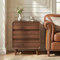 Nasonet 27.7 Inch Tall Night Stands with Charger Station, Mid-Century Modern Large Bedside Table with Outlets, Wide Wood End Table for Bedroom, Walnut