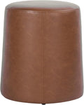 HomePop Faux Leather Organic Shape Ottoman (No Lid, Seat Only) | HomePop Home Décor | Round Pouf Foot Rest – Chestnut Faux Leather Faux Leather